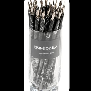Plumilla para caligrafía marmoleada negro y plata