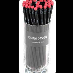 Lápiz premium grafito negro con goma rojo casquillo metálico