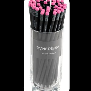 Lápiz premium grafito negro con goma rosa casquillo metálico