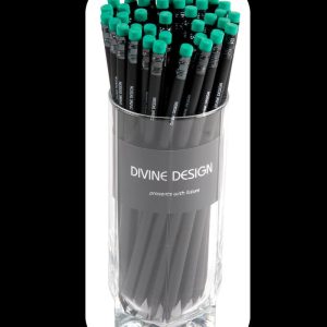 Lápiz premium grafito negro con goma verde casquillo metálico