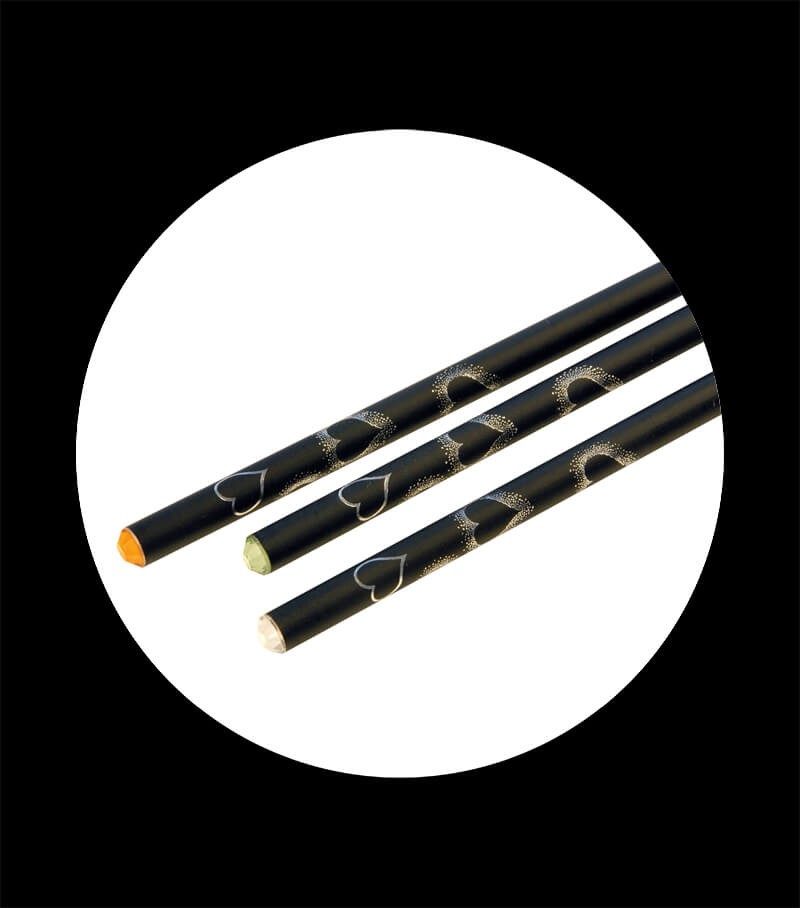Lápiz premium grafito negro cristal con corazones