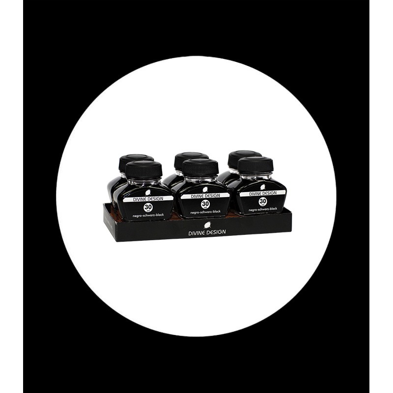 Pack 6 tinteros tinta negra 30 ml
