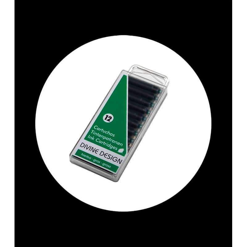 12 standard ink cartridges for fountain pen grass green