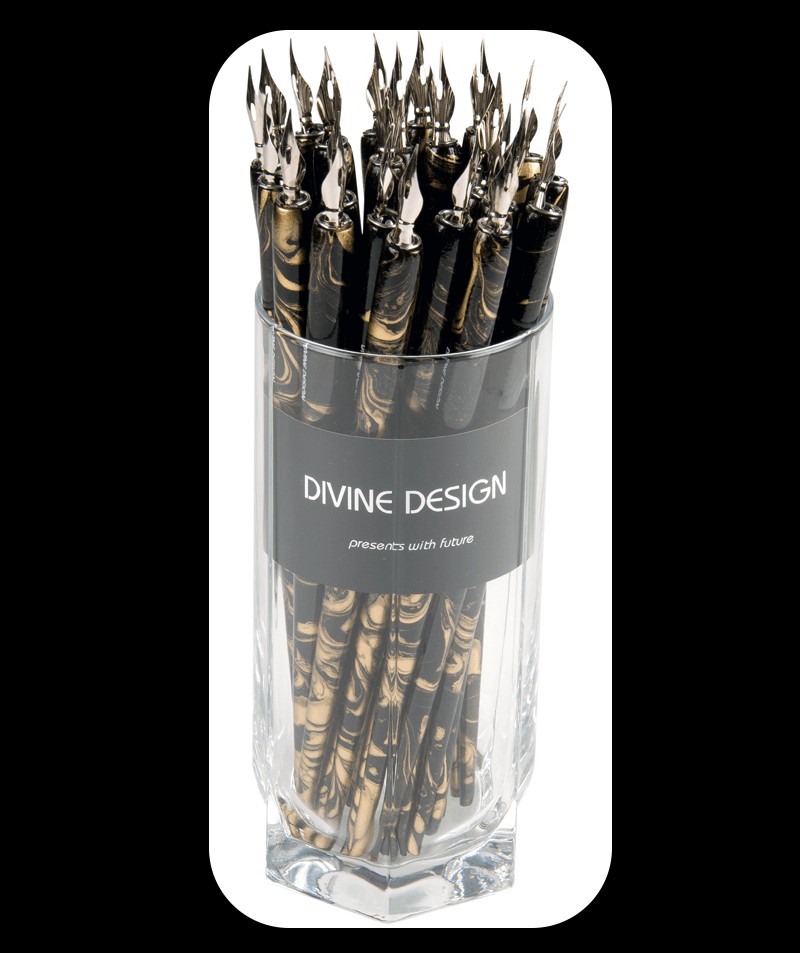 nibholder for calligraphy marbled black-gold