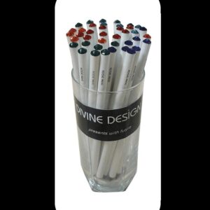 black dyed wood pencil white lacquer and crystal