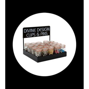 display with corner clips and round clips